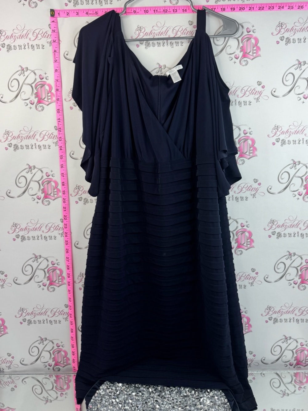 London Times Navy Blue Midi Dress